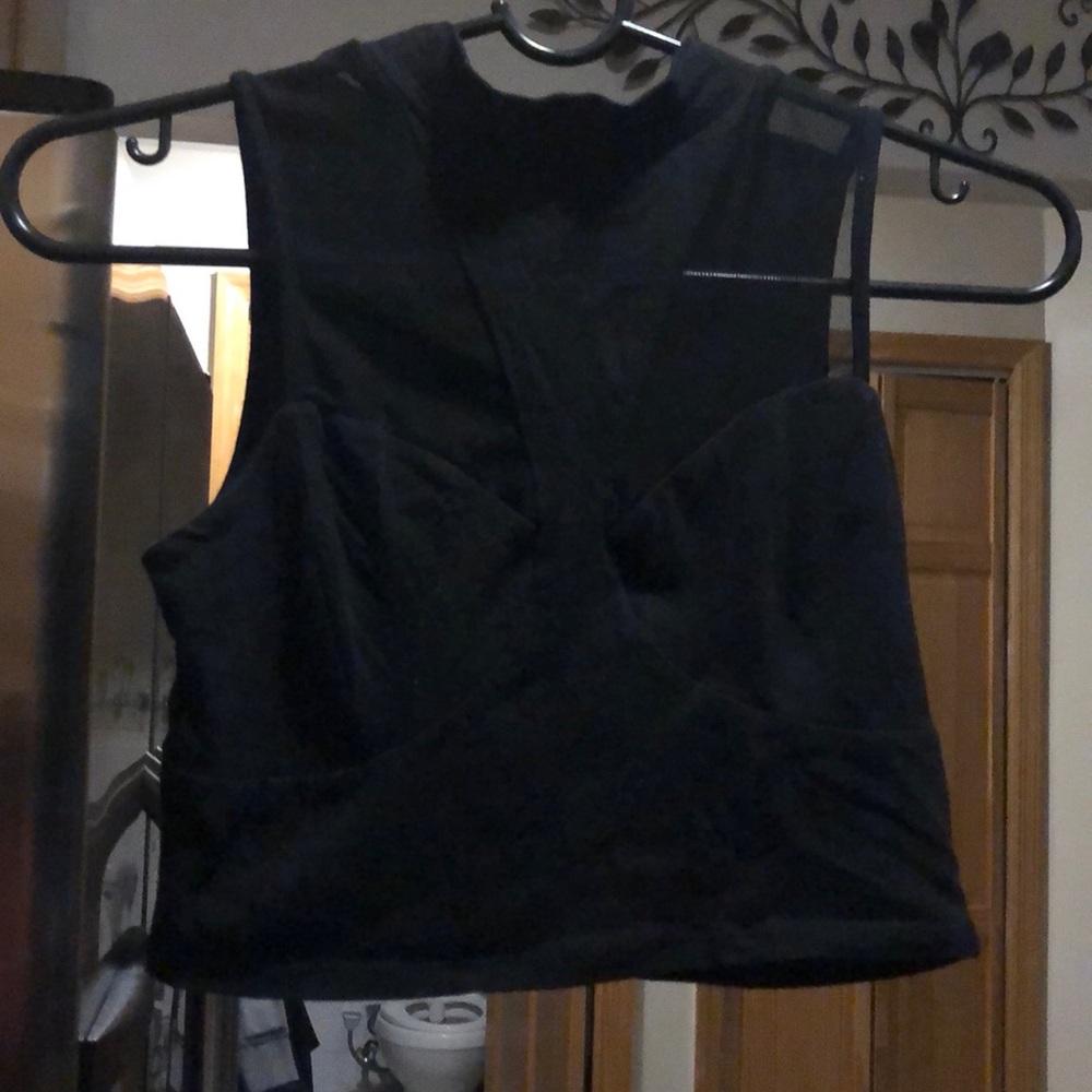 Black sheer crop top